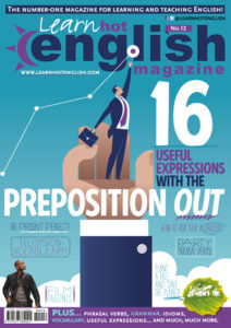 Blue, white, and purple Learn Hot English Magazine cover